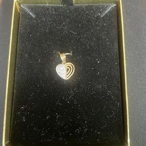 Gold heart charm, half cz